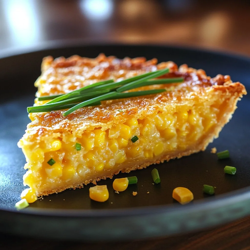 Delicious sweet corn and cheddar tart with a golden crust