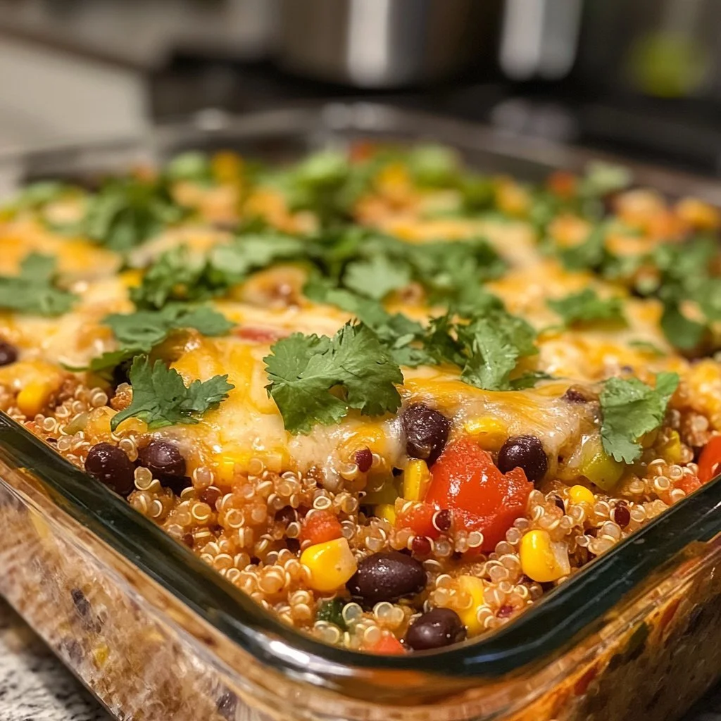 A colorful vegetarian casserole with mixed vegetables and cheese.
