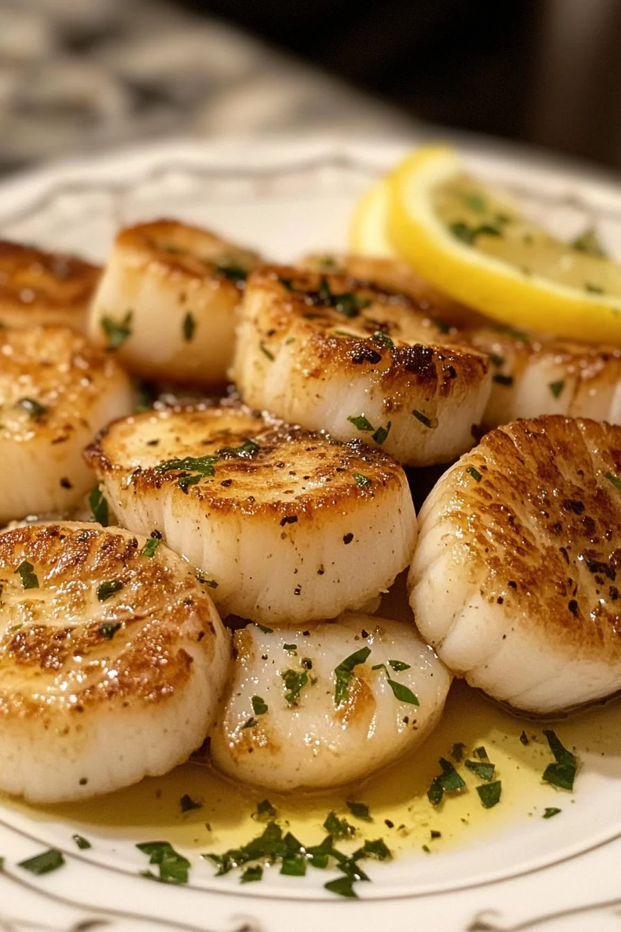 Lemon Butter Scallops with Garlic Crostini