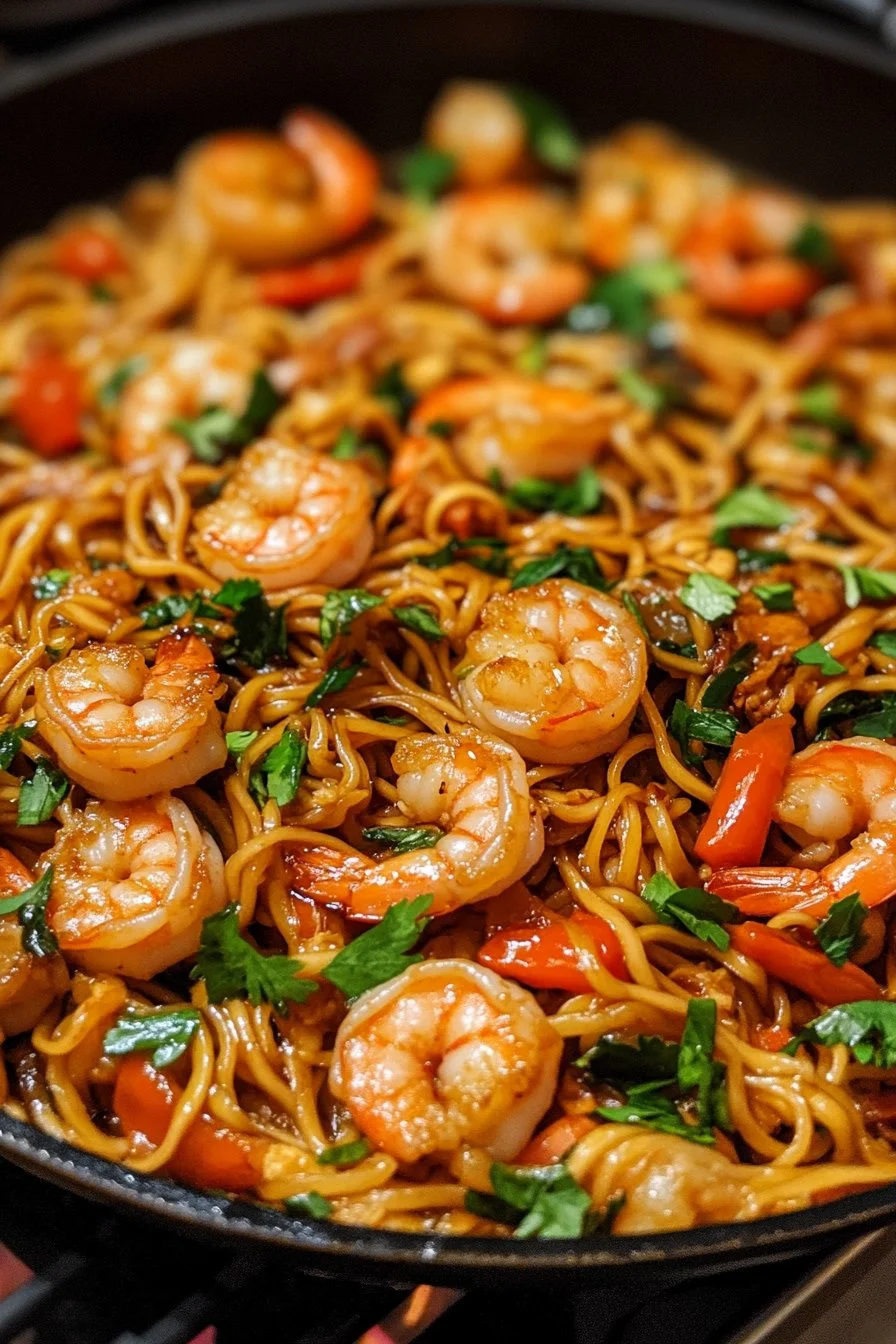 High-Protein One-Pan Shrimp Stir Fry with Noodles