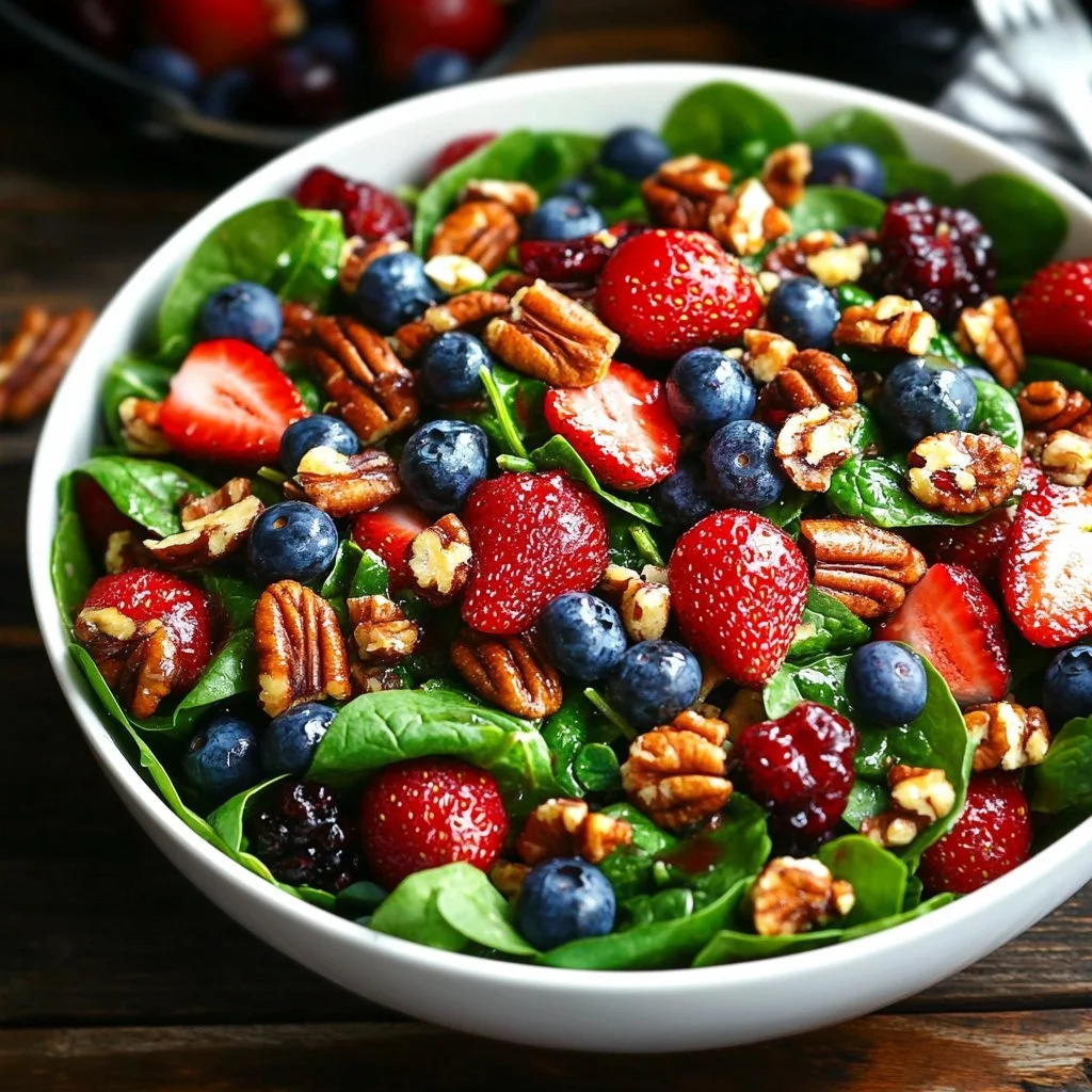 Fresh strawberry spinach salad with vibrant ingredients