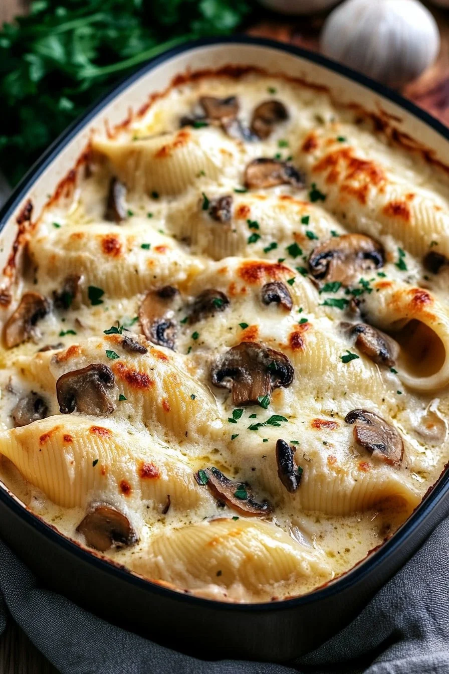 Creamy Garlic Mushroom Stuffed Shells