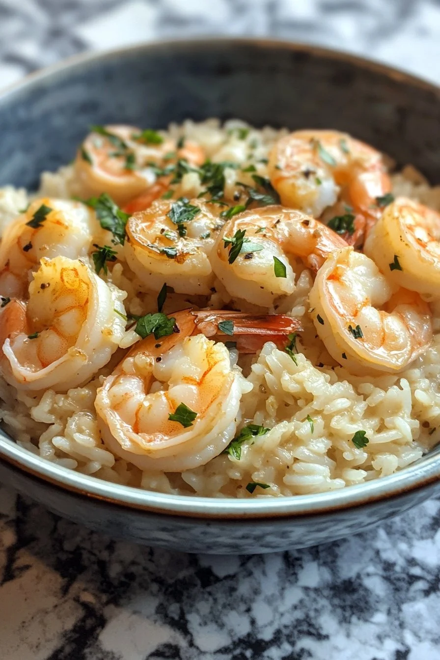 Creamy Garlic Butter Shrimp with Rice
