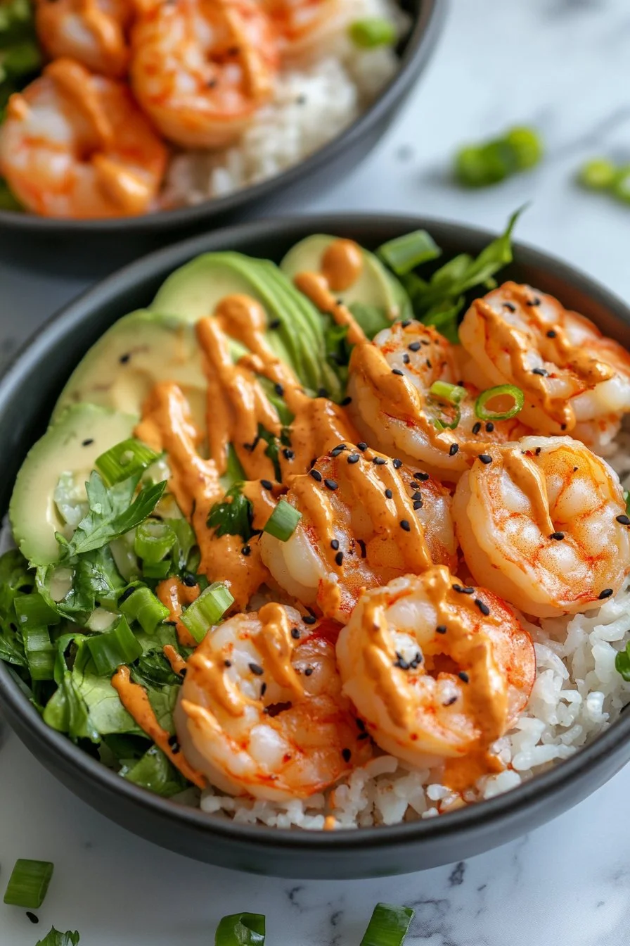 Shrimp Rice Bowls with Spicy Mayo