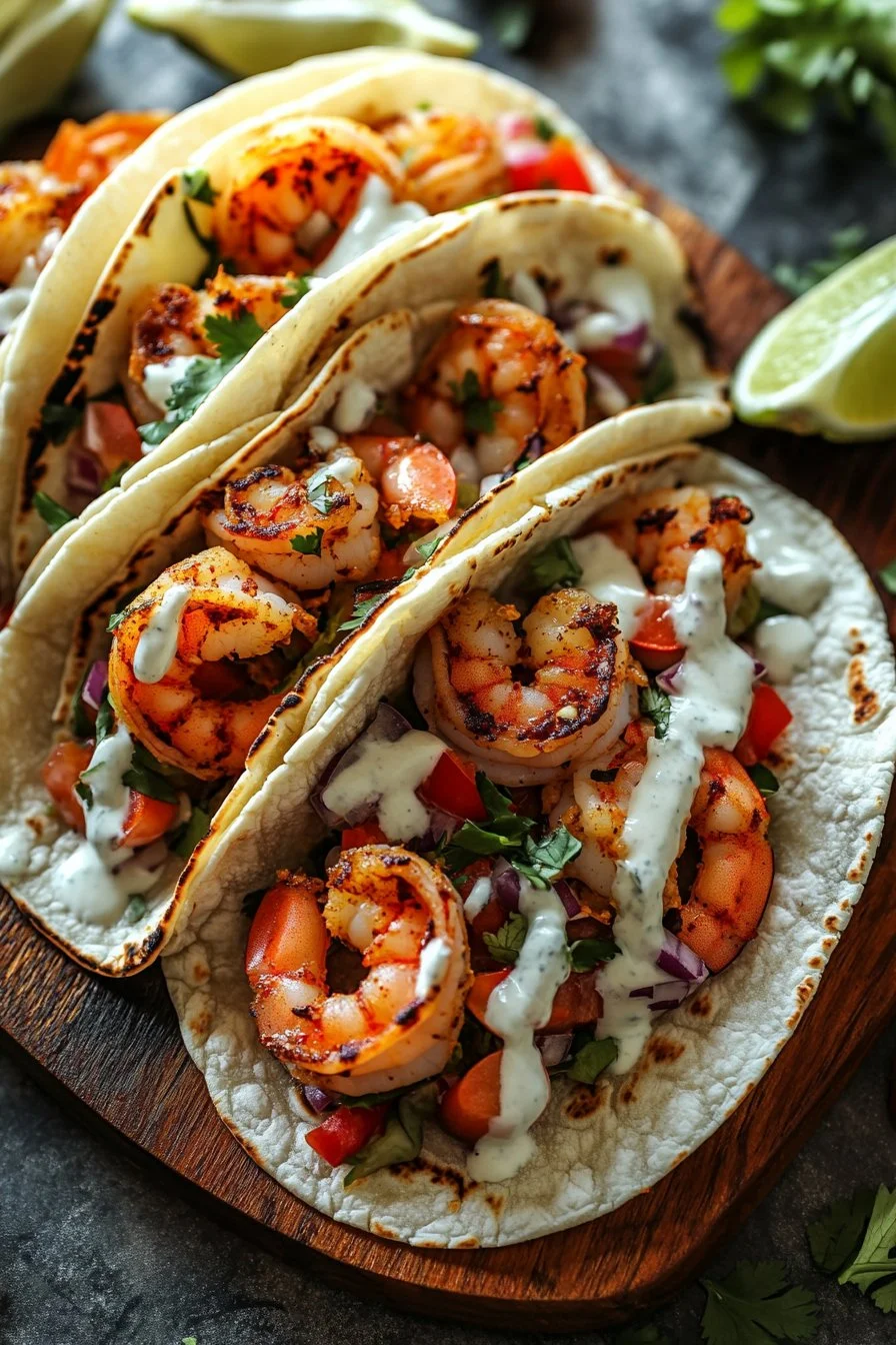 Spicy Shrimp Tacos with Cream