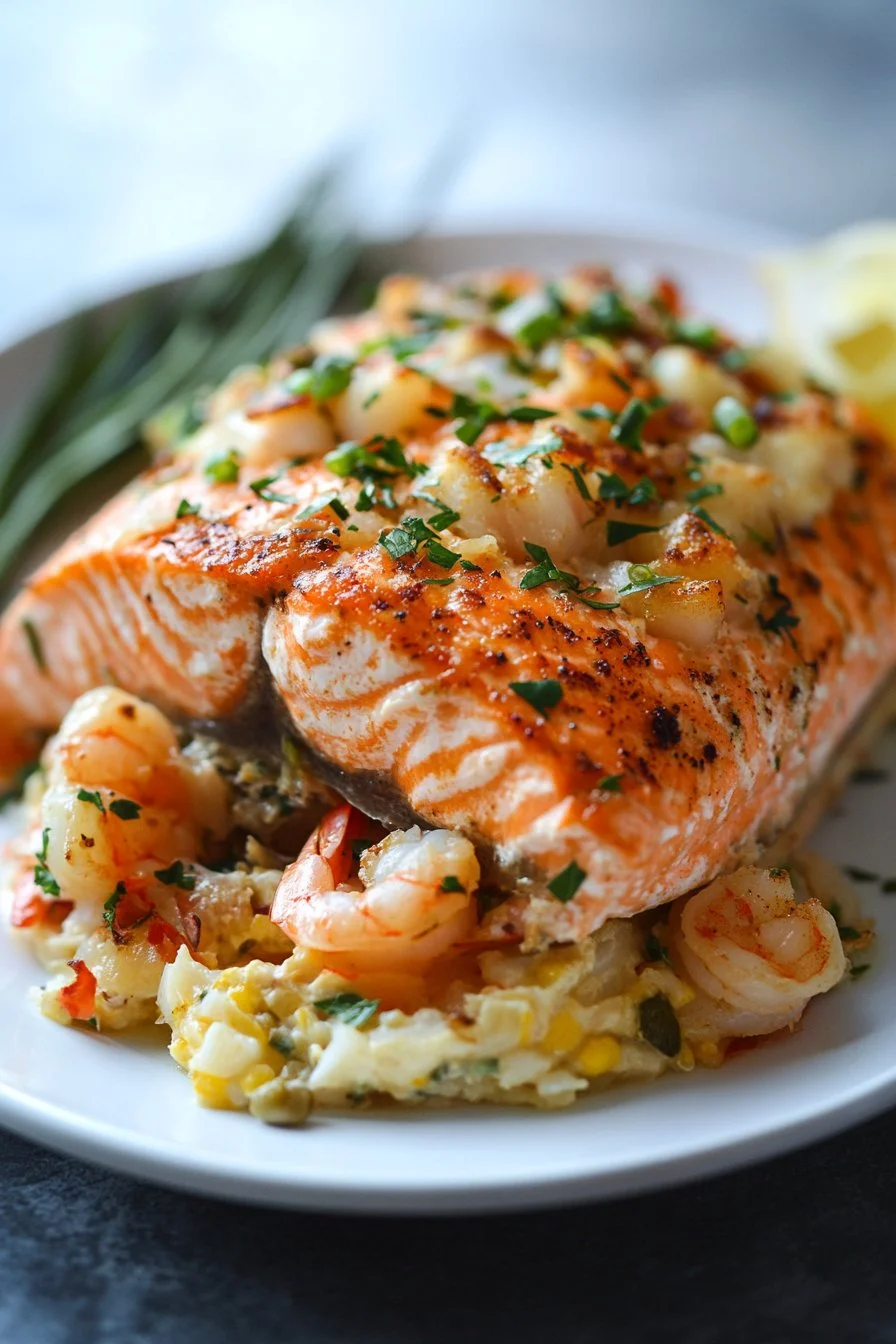 Crab and Shrimp Stuffed Salmon