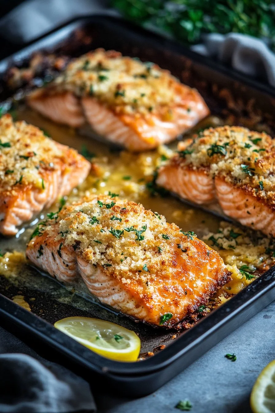 Crispy Parmesan Salmon Bake