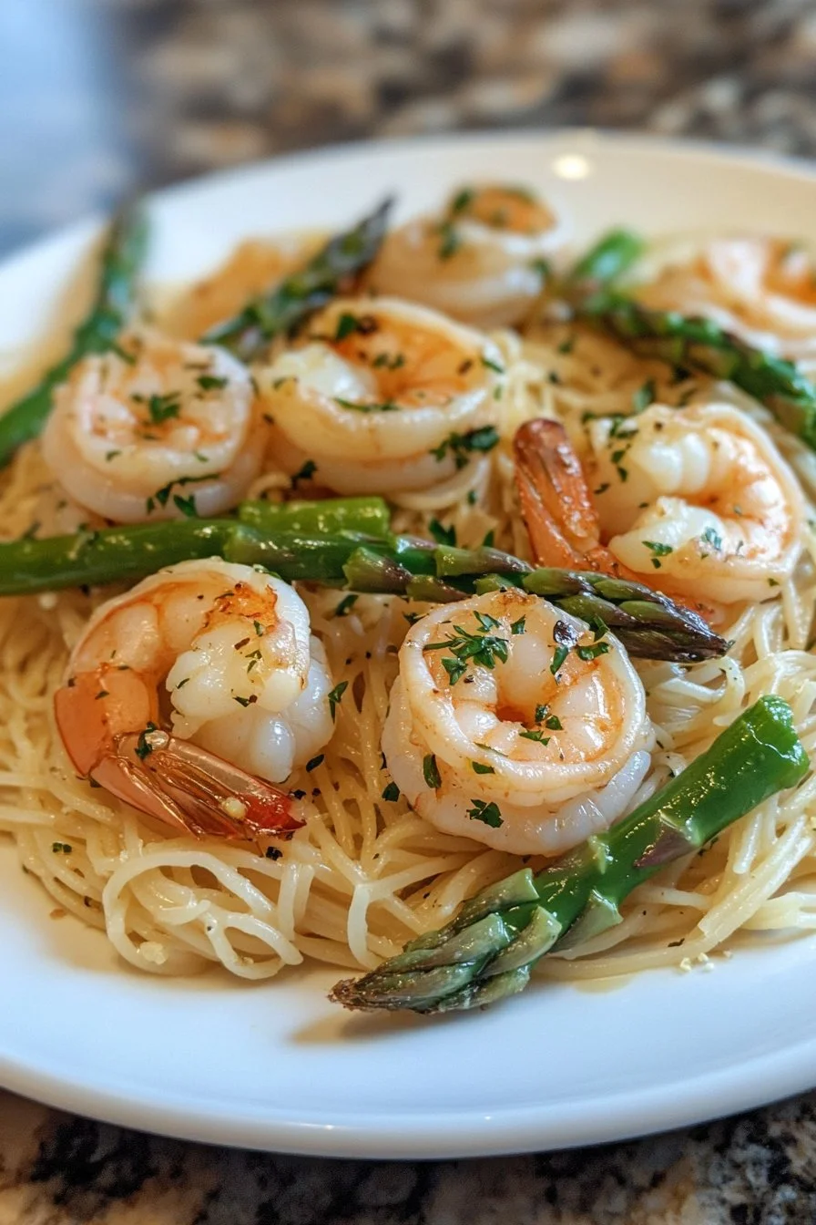 Asparagus Shrimp Angel Hair Pasta
