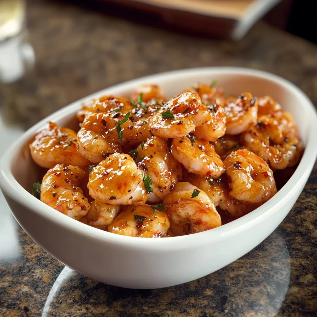 A plate of Bang Bang Shrimp garnished with green onions and sesame seeds.
