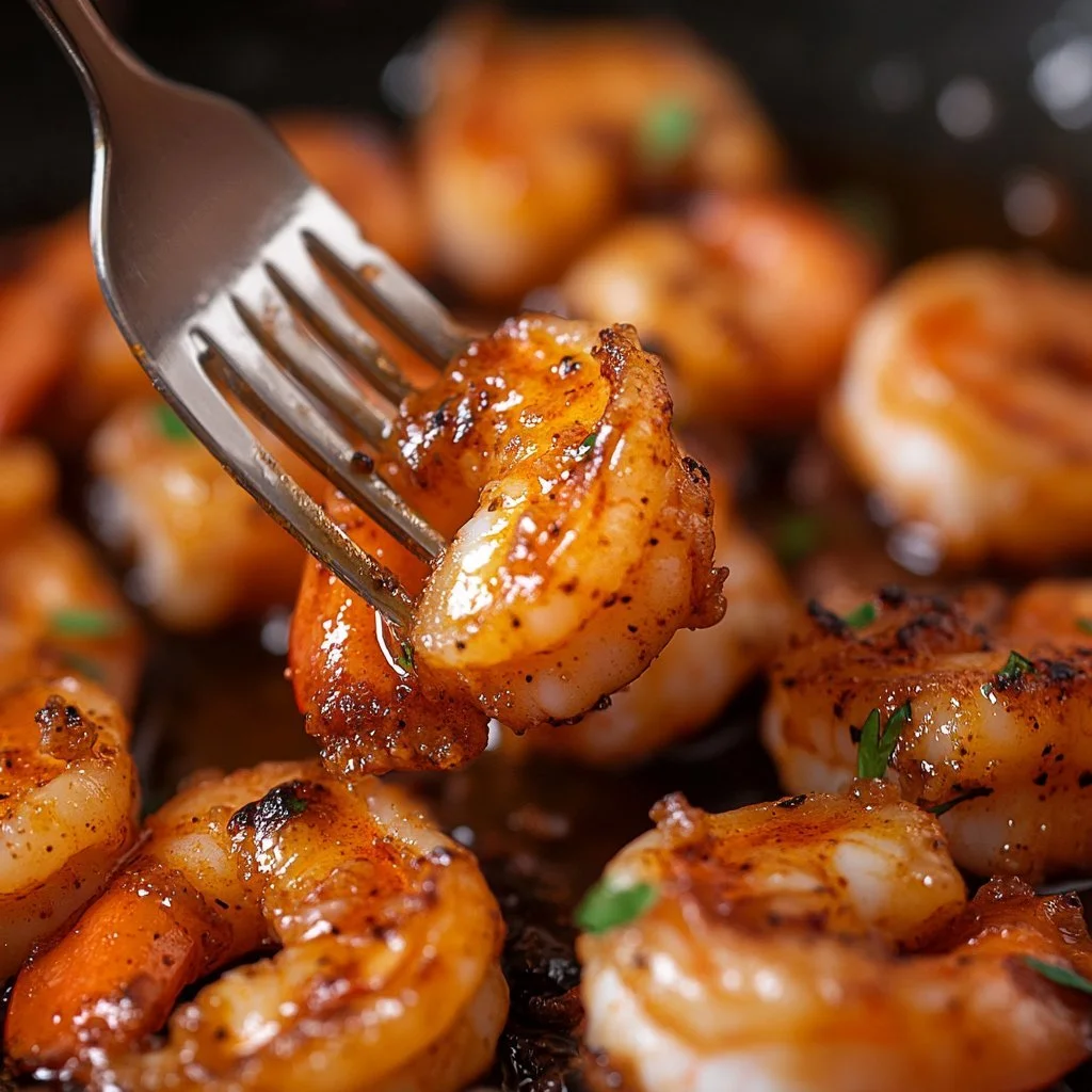Delicious Cajun shrimp served on a plate with spices and herbs