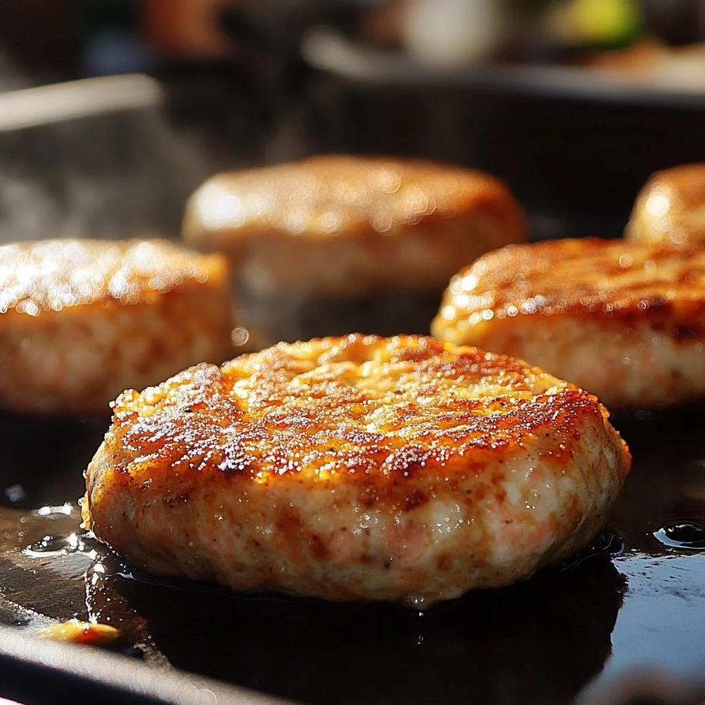 Canned salmon patties topped with herbs on a plate