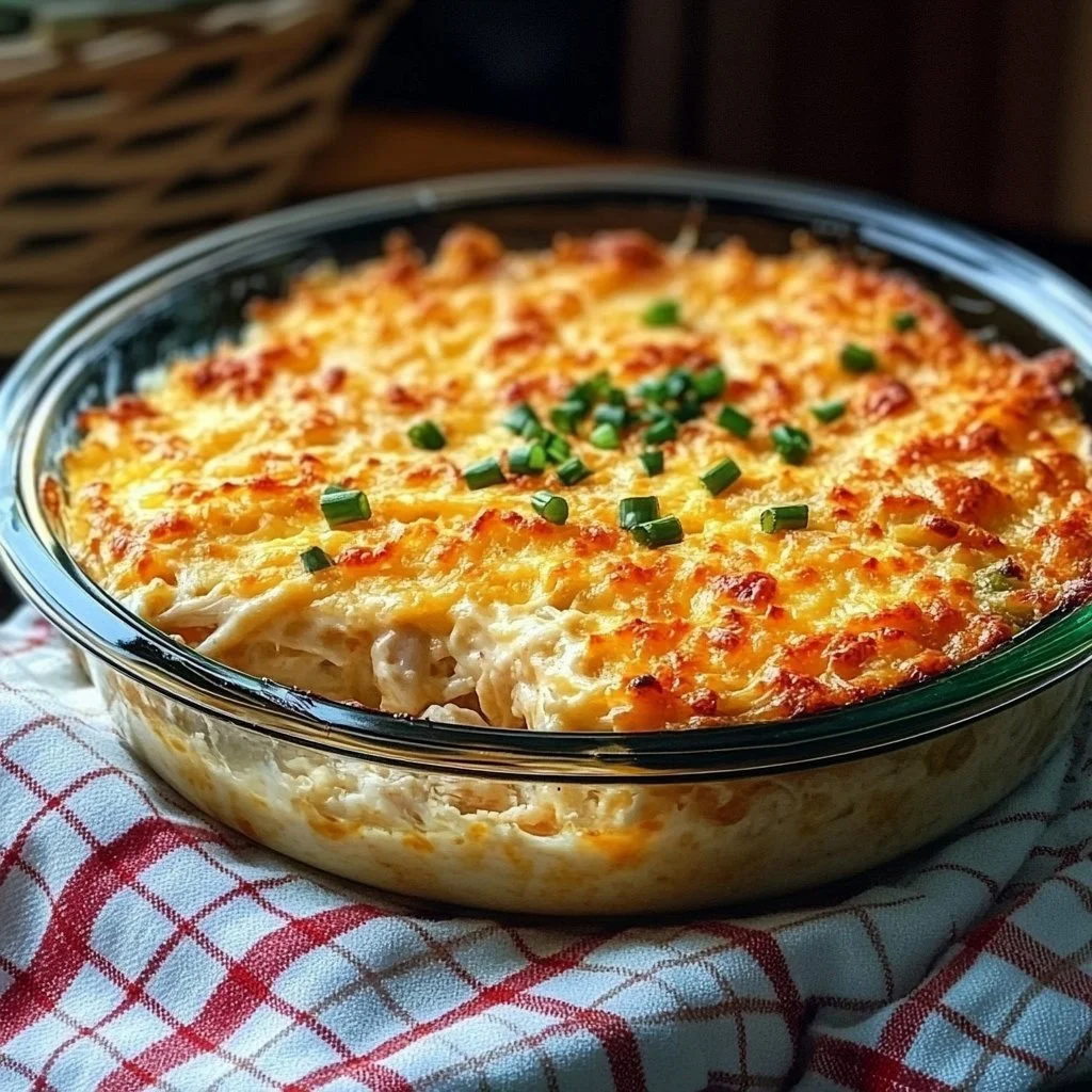 Delicious cheesy crab casserole baked to perfection
