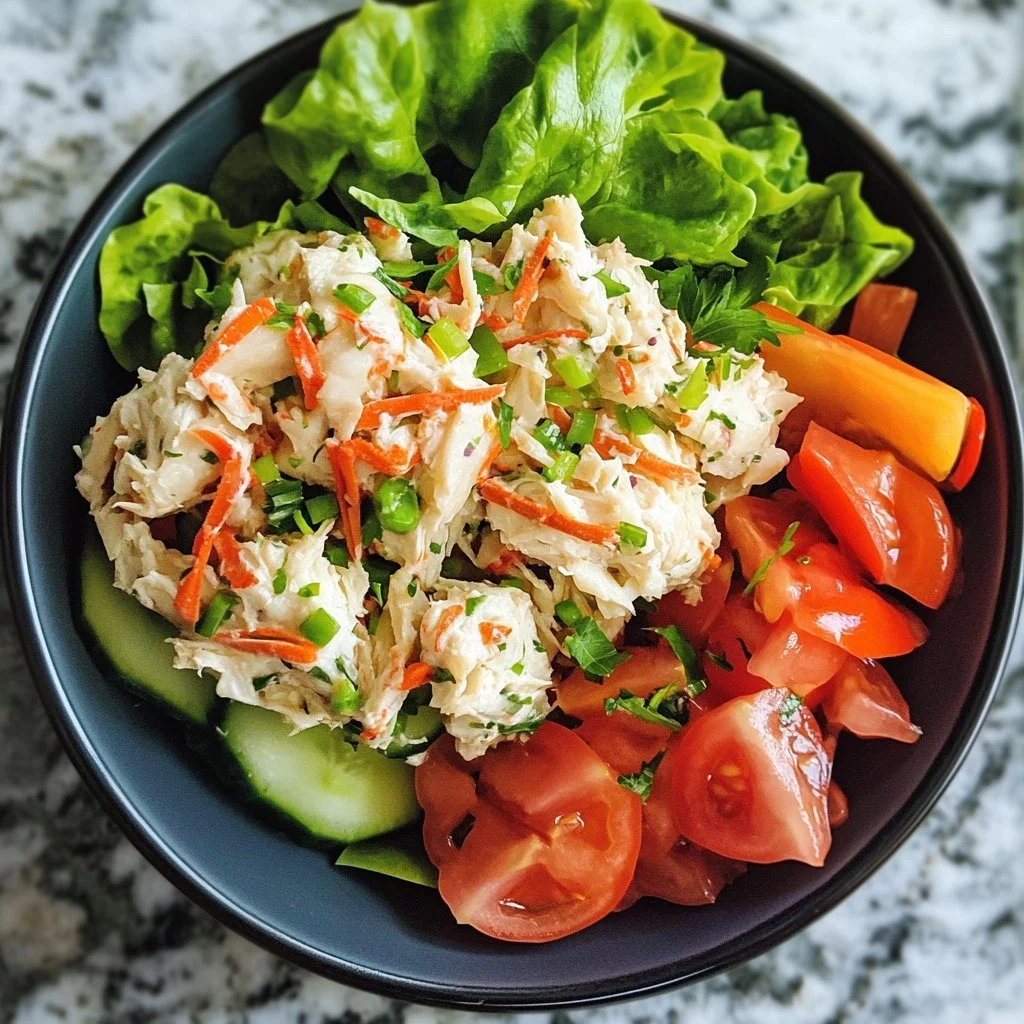 Chesapeake crab salad with fresh ingredients and crab meat served in a bowl