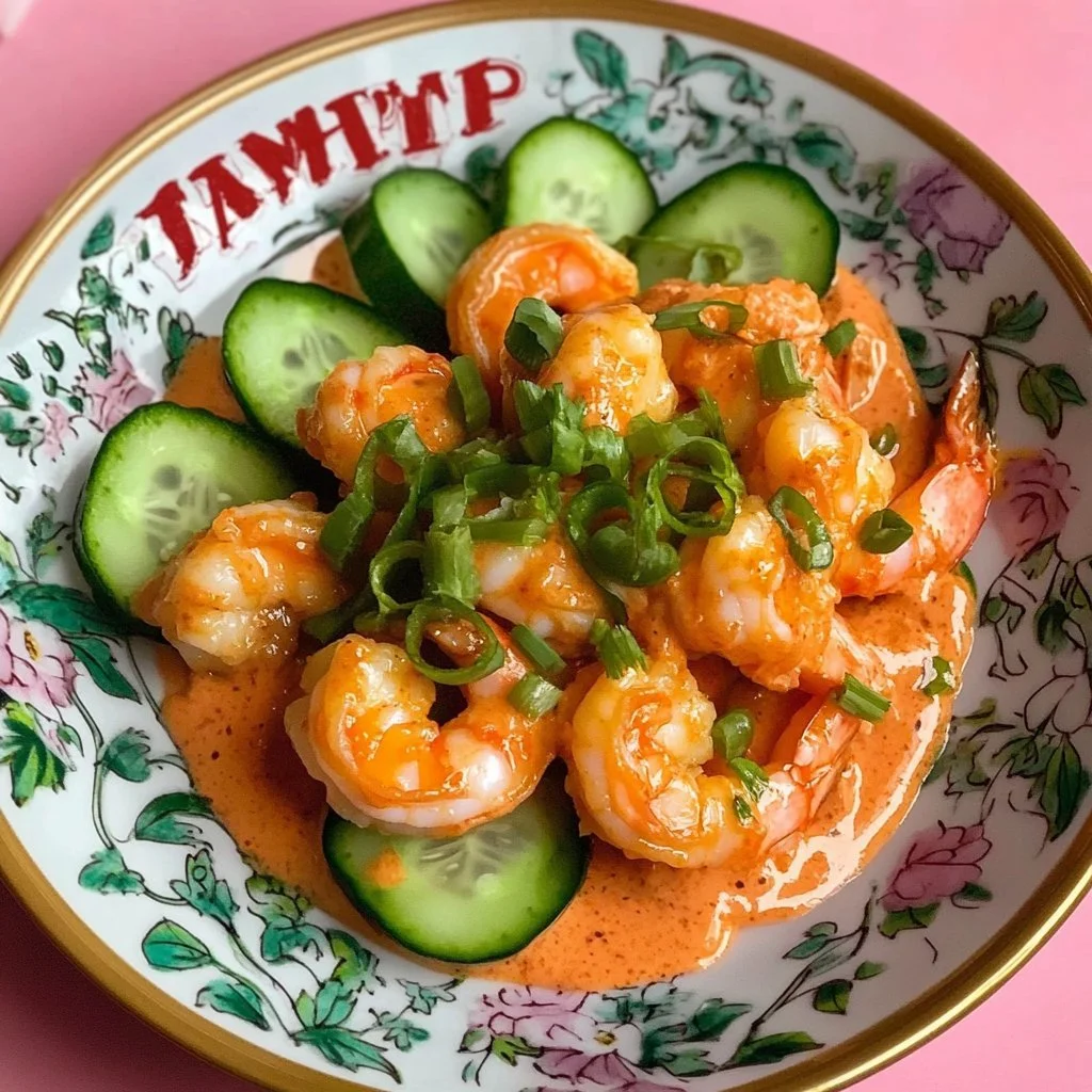 Crispy shrimp bowl garnished with fresh vegetables and sauce.
