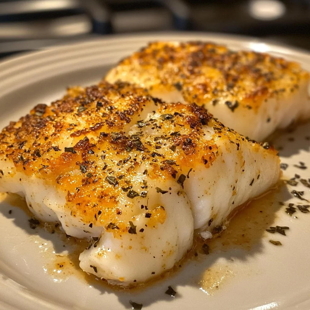 Delicious easy baked cod served with fresh herbs and lemon.