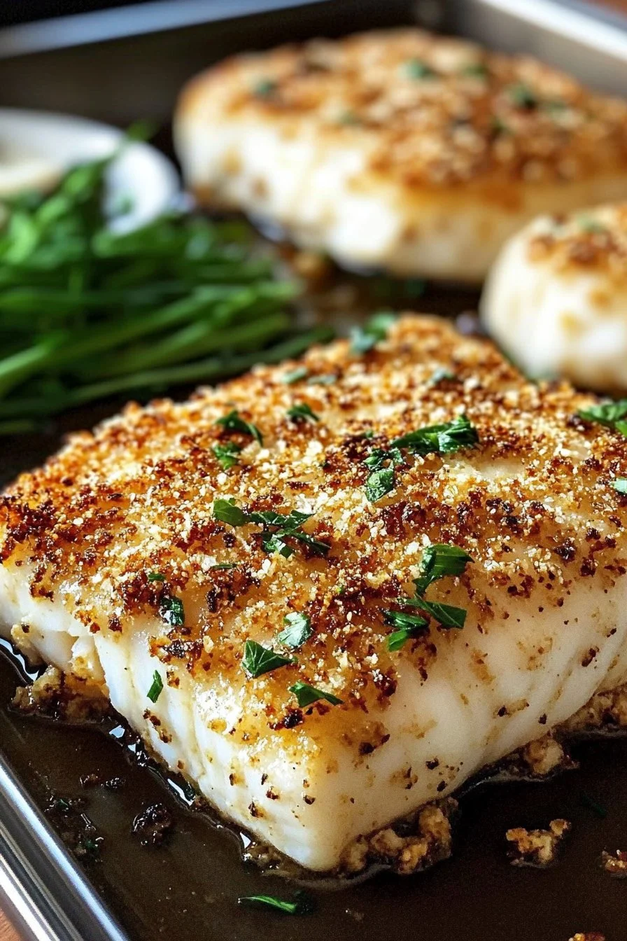 Garlic Parmesan Crusted Halibut