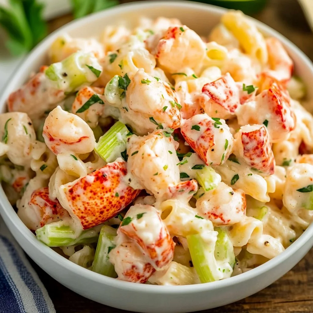 Gordon Ramsay's delicious lobster salad garnished with fresh herbs and citrus