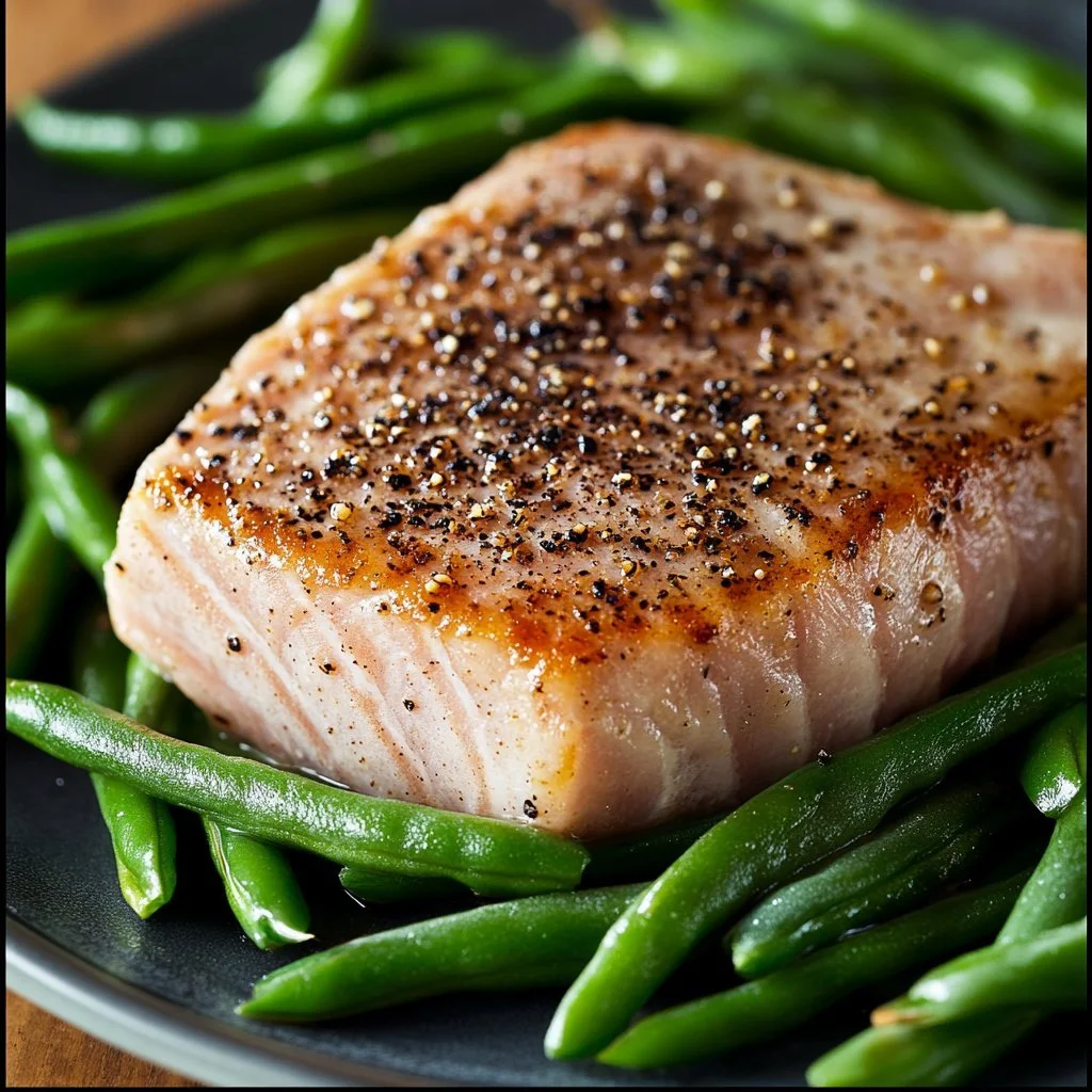 Gordon Ramsay's seared tuna steak recipe with elegant presentation.