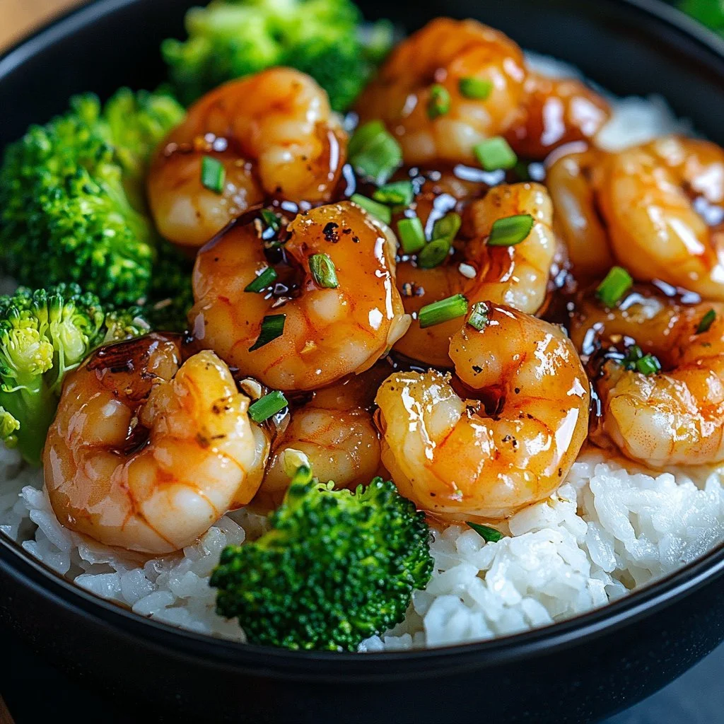 Honey Garlic Shrimp Bowls with vibrant vegetables and a delicious sauce