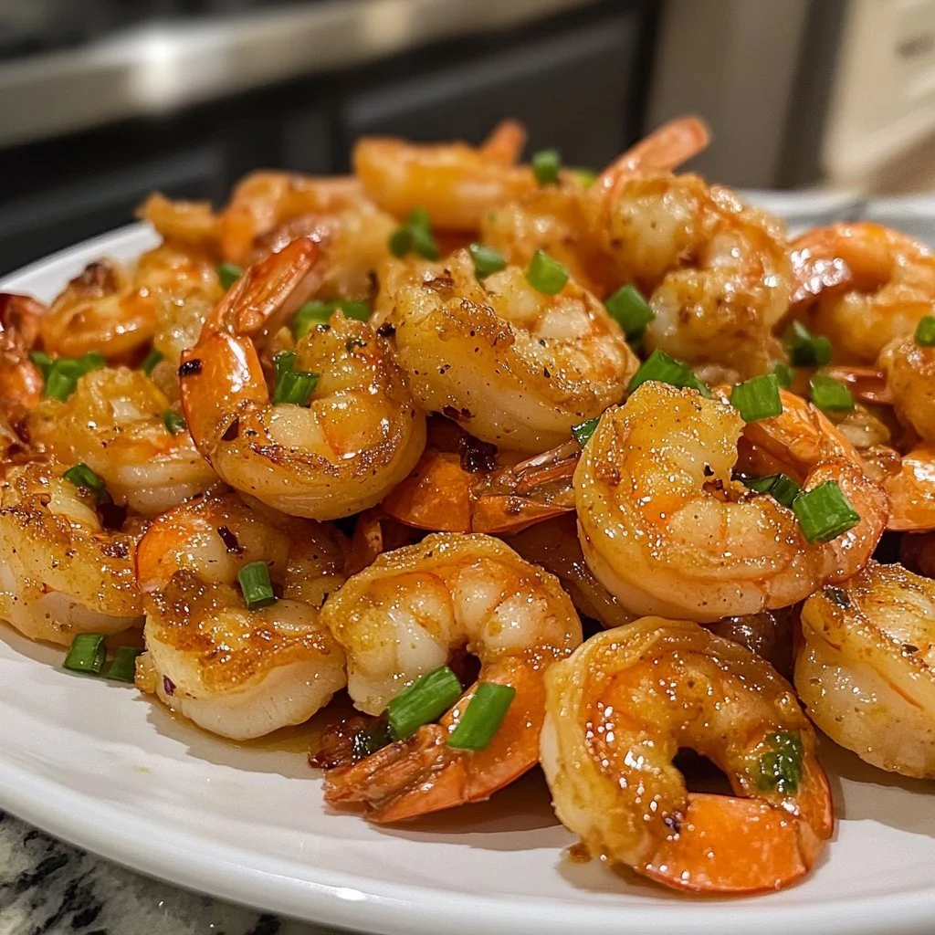 Plate of Optavia Boom Boom Shrimp served with fresh vegetables