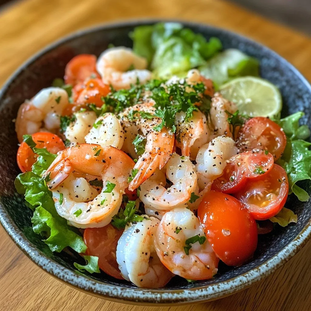 Fresh Seafood Salad with shrimp, crab, and vegetables