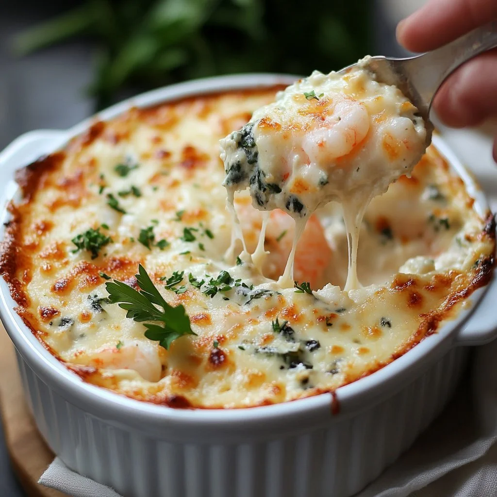 Delicious shrimp and crab dip served in a bowl