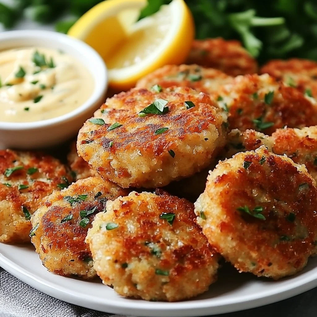 Shrimp cakes served with lemon aioli on a plate
