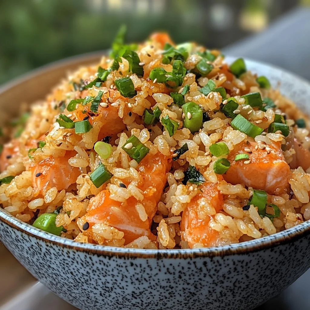 Spicy salmon crispy rice with garnishes and sauces on a plate