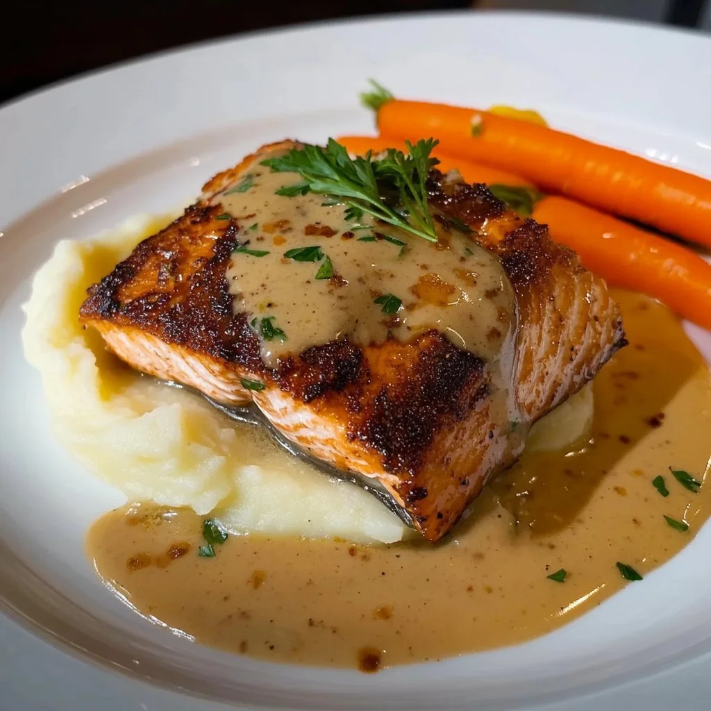Delicious stuffed salmon fillet with herbs and vegetables