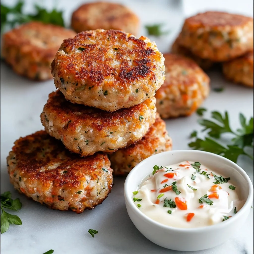 Delicious homemade sardine fish cakes served with lemon and herbs.