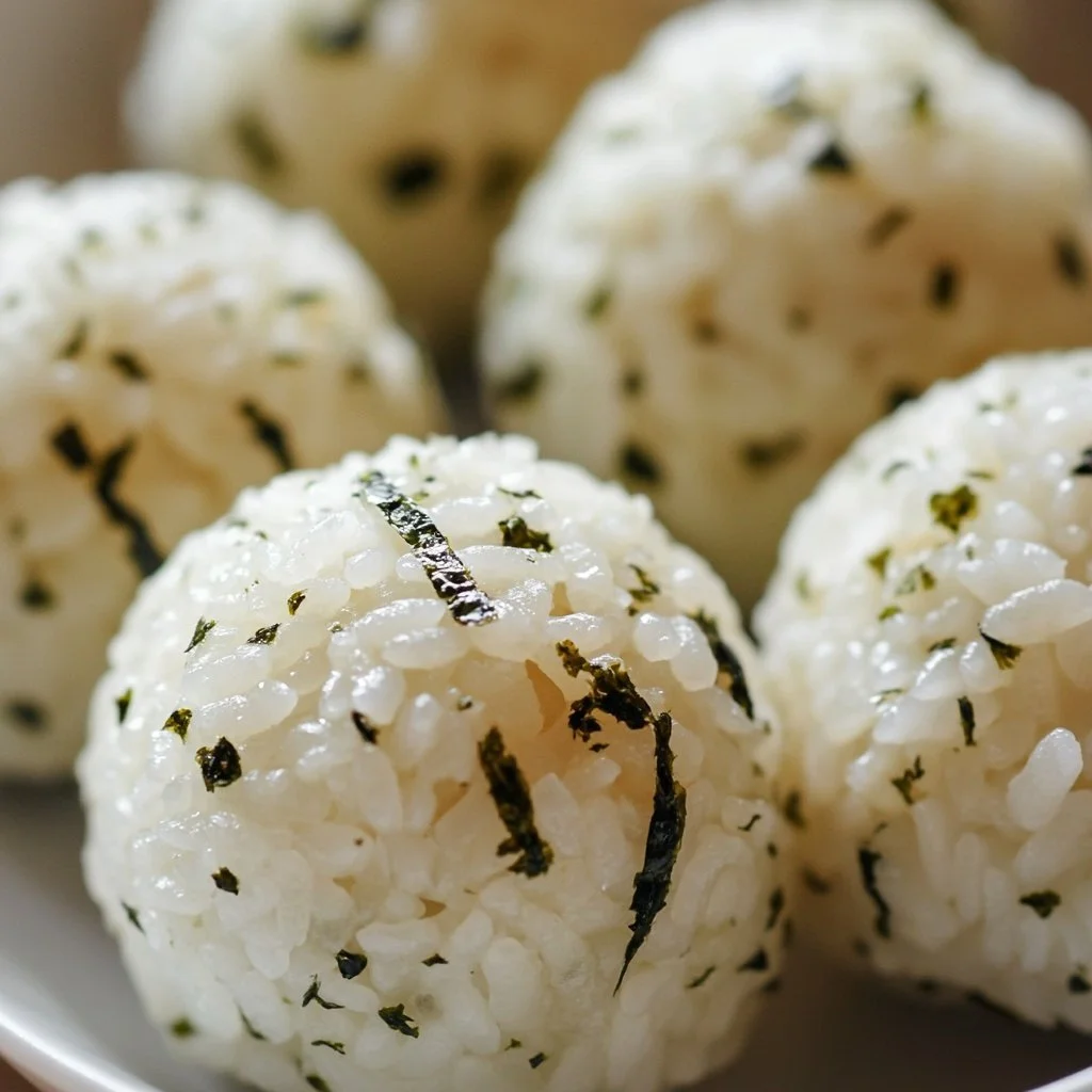 Delicious homemade tuna rice balls served on a plate