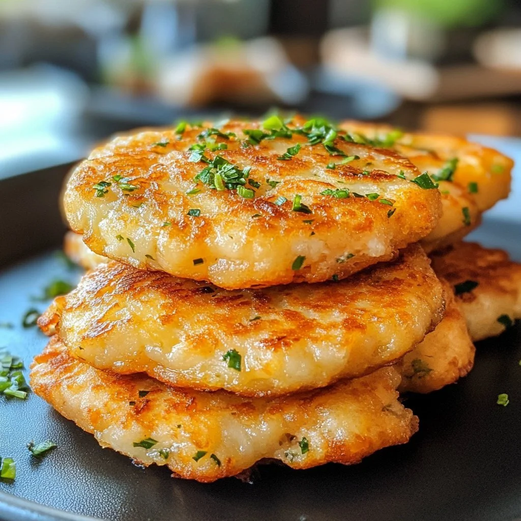 Crispy Tuna Melt Fritters on a plate with garnishes
