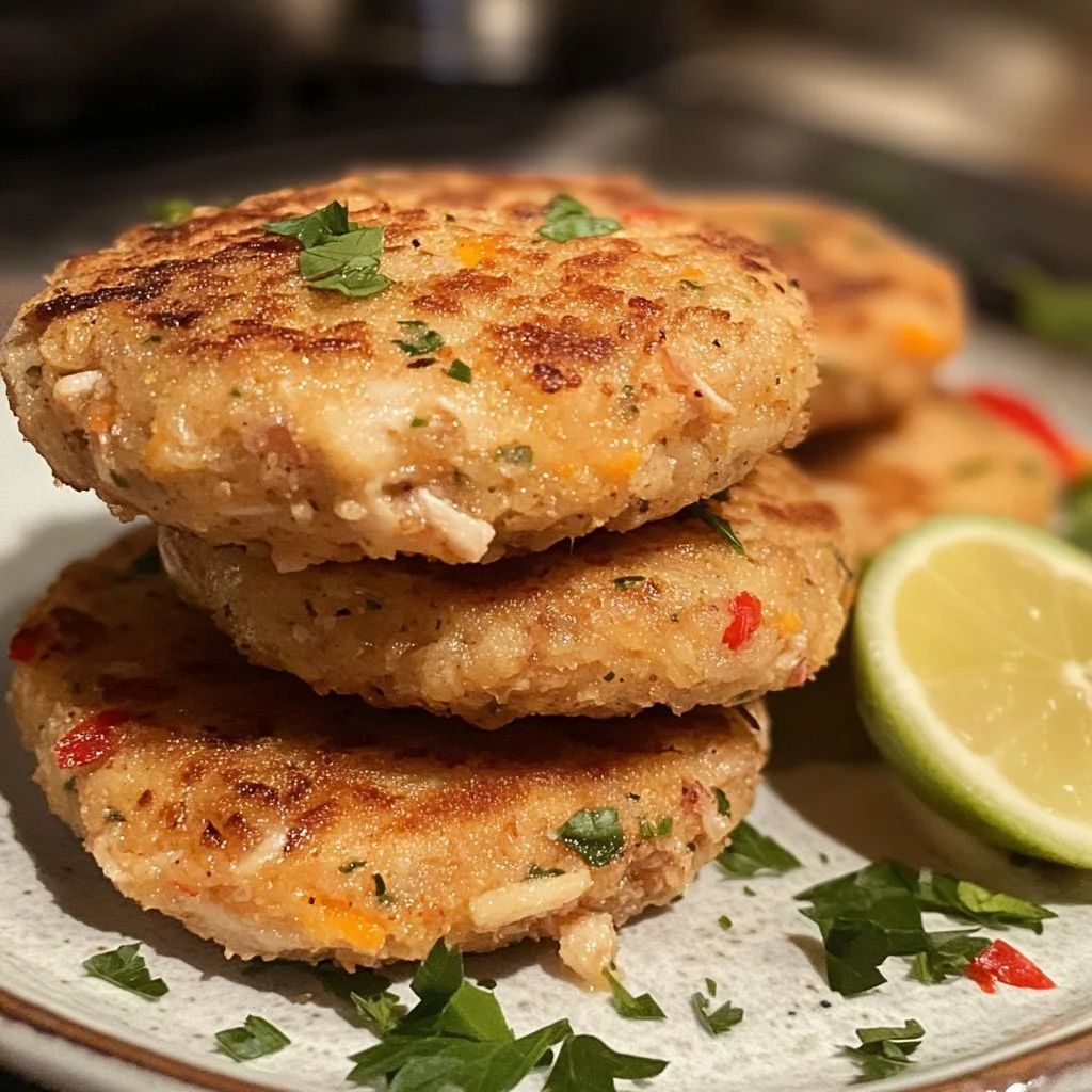 Delicious homemade tuna patties served on a plate