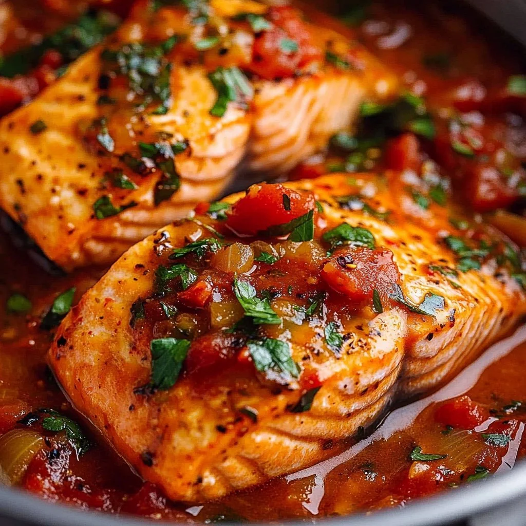 Delicious Tuscan garlic butter salmon served with herbs and lemon