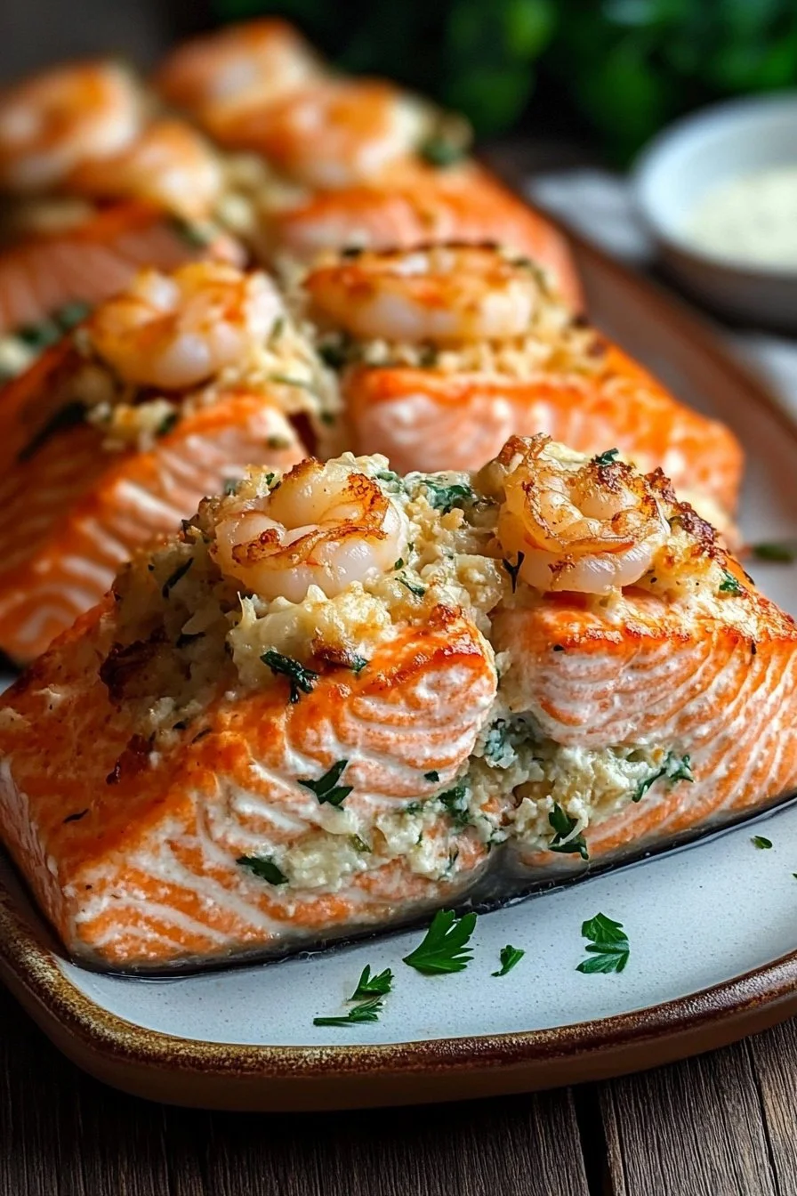 Crab and Shrimp Stuffed Salmon