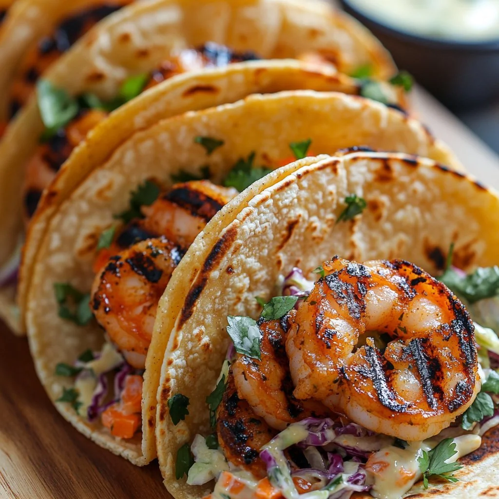 Zesty cilantro lime shrimp tacos with creamy slaw for a flavorful meal