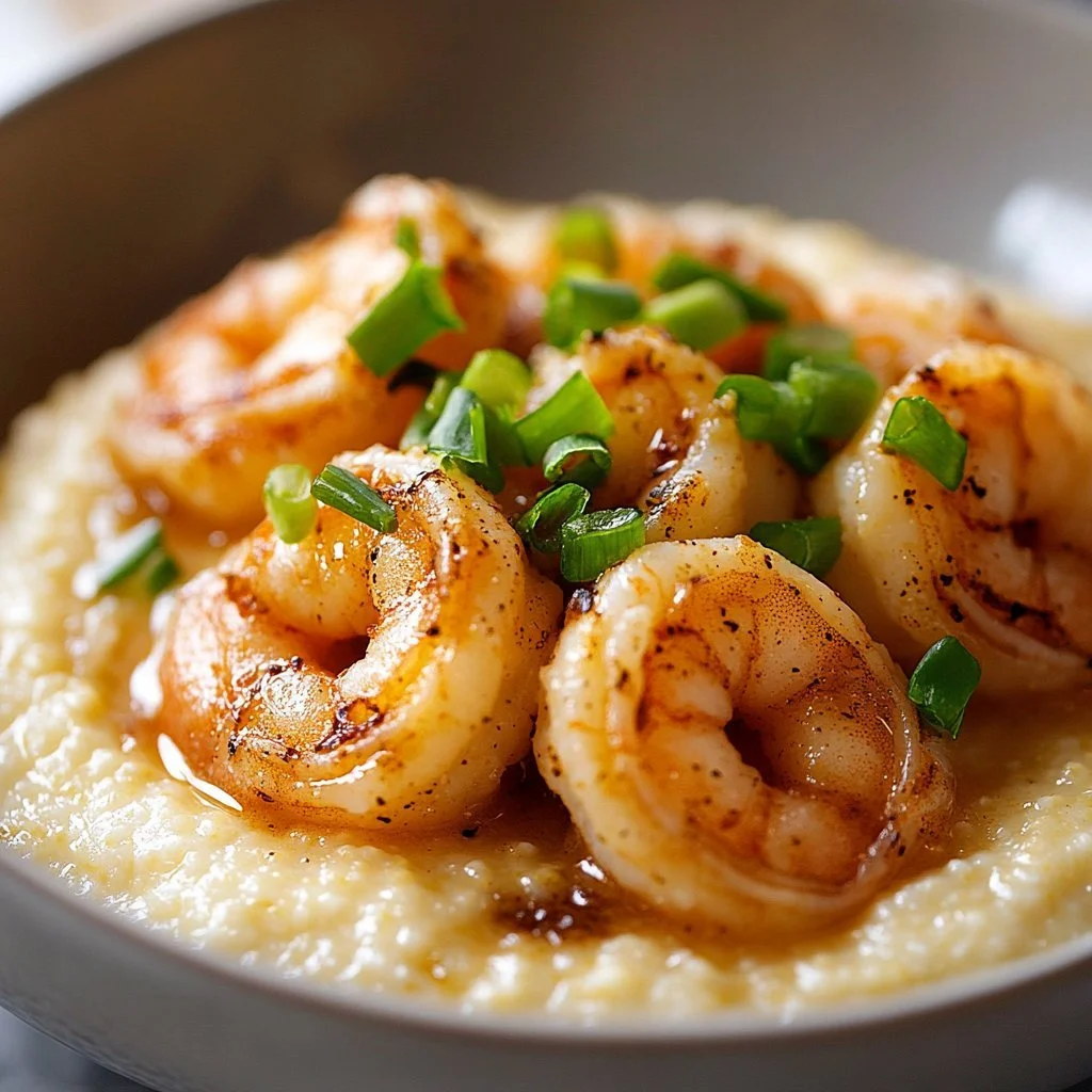 Delicious slow cooker shrimp grits served in a bowl