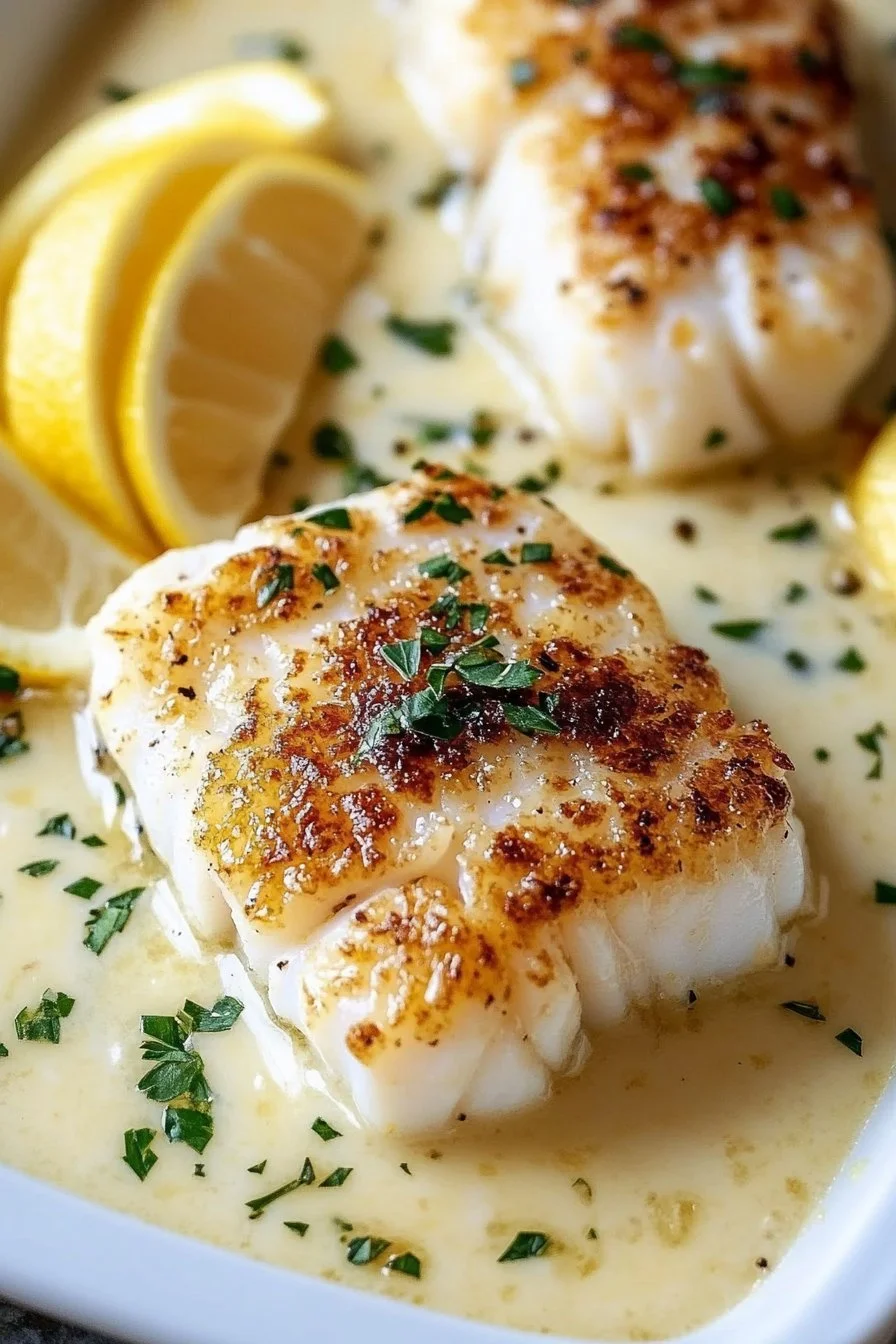 Baked Cod in Coconut Lemon Cream Sauce