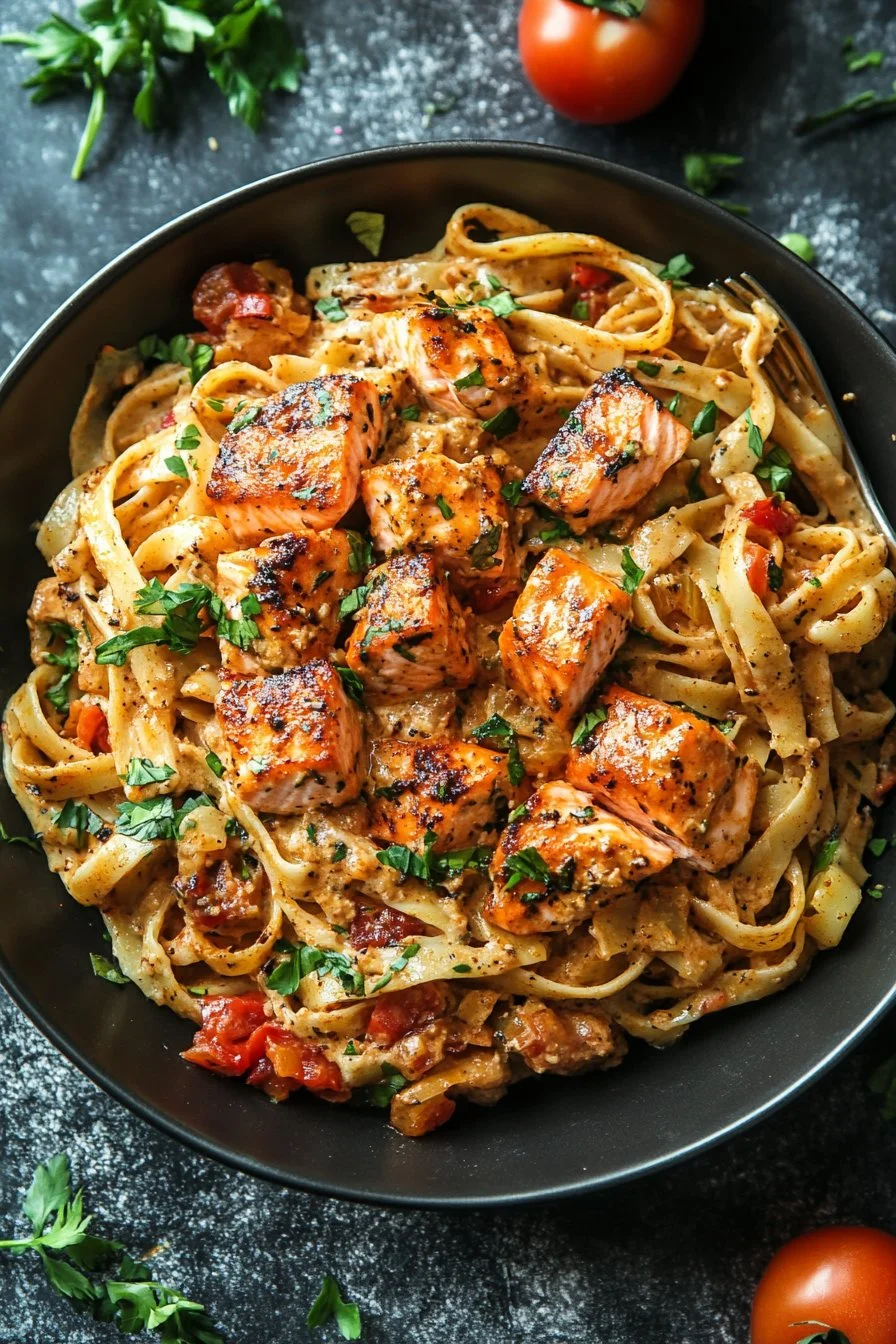 Blackened Creamy Cajun Pasta with Salmon