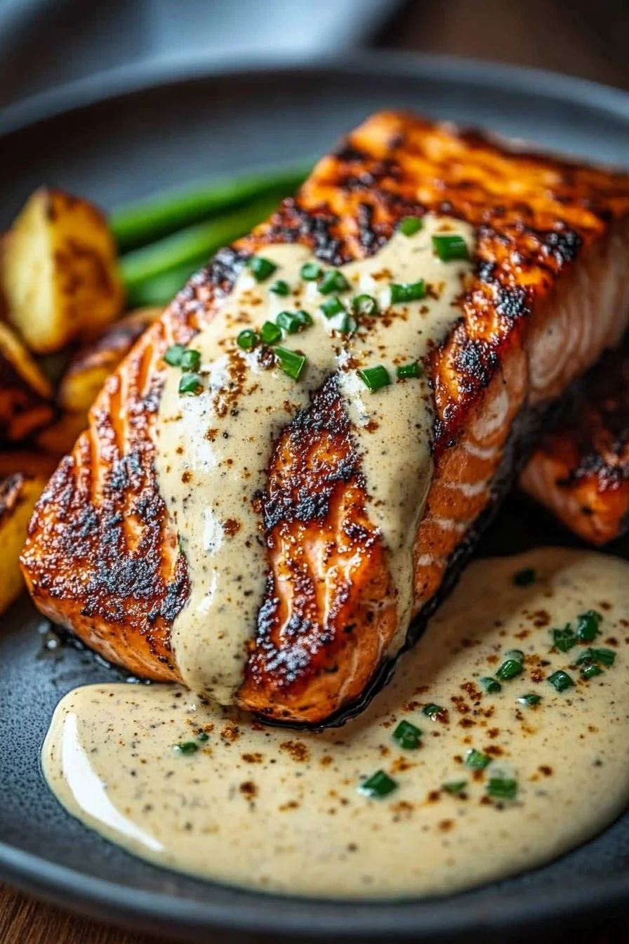 Blackened Salmon with Creamy Dijon Sauce