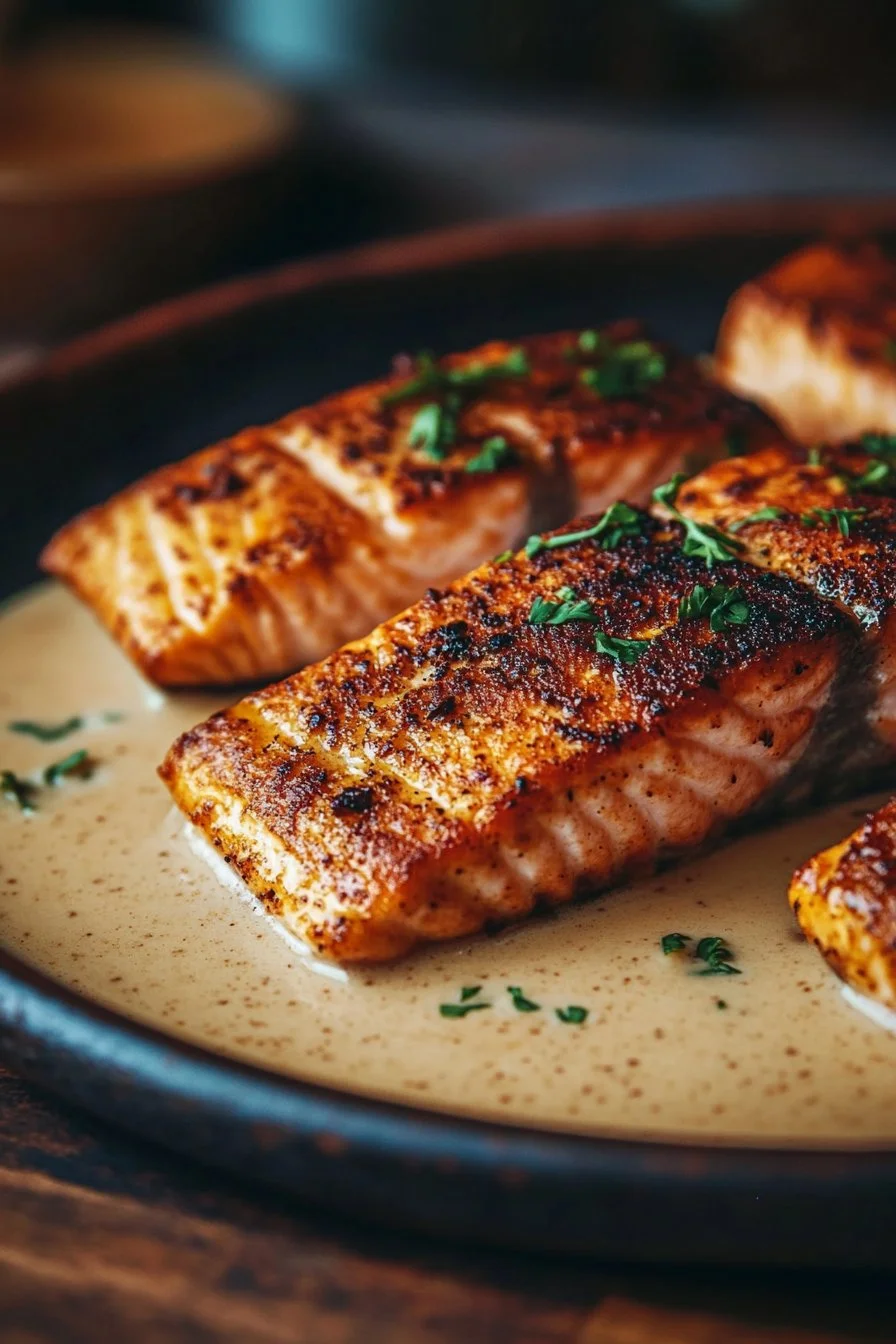 Blackened Salmon with Creamy Dijon Sauce