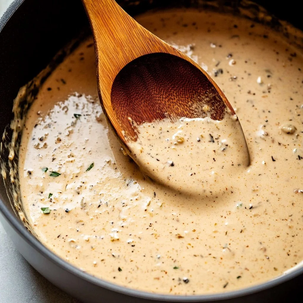 Delicious Cajun Cream Sauce drizzled over a plate of pasta