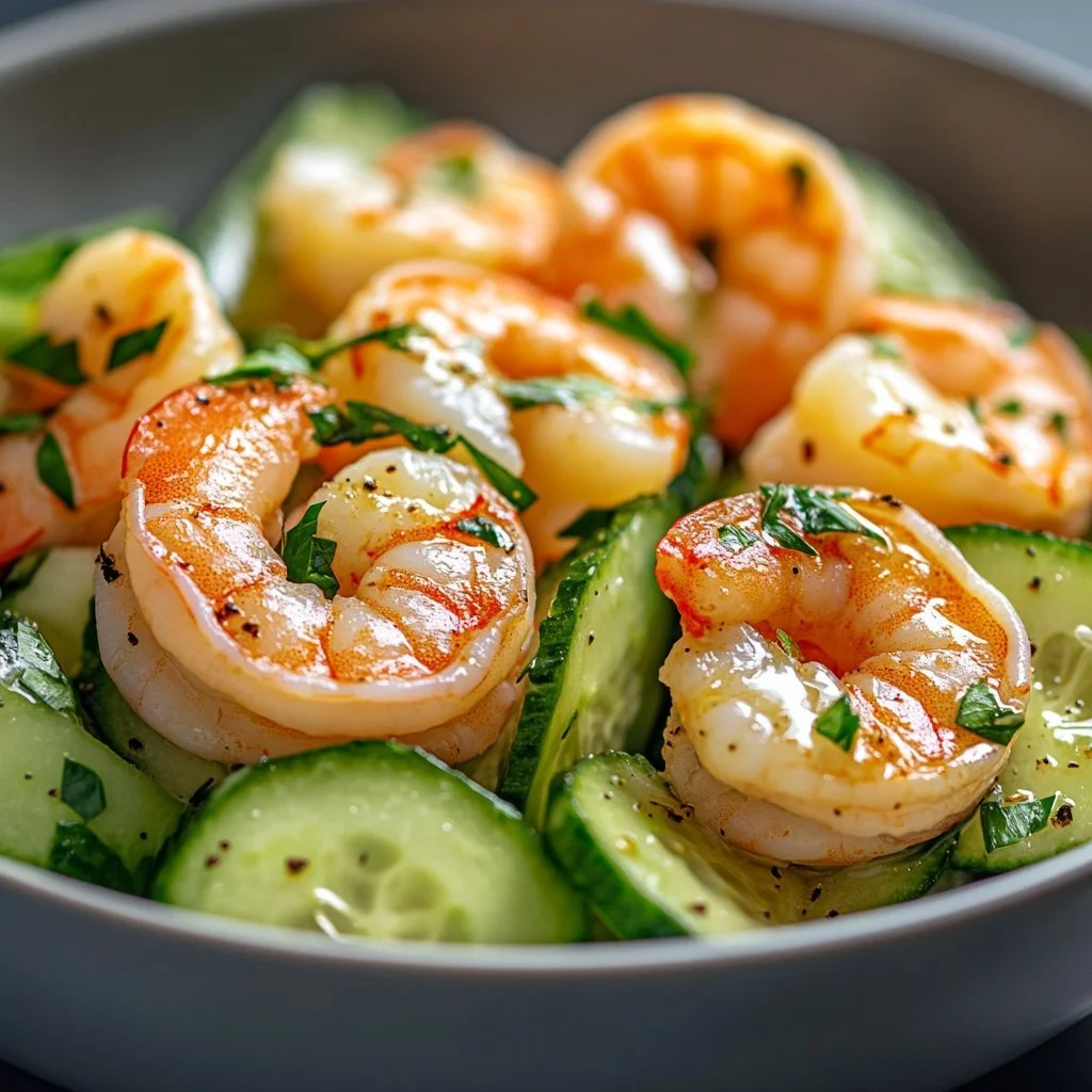 Cozy shrimp salad bowl with fresh vegetables and dressing