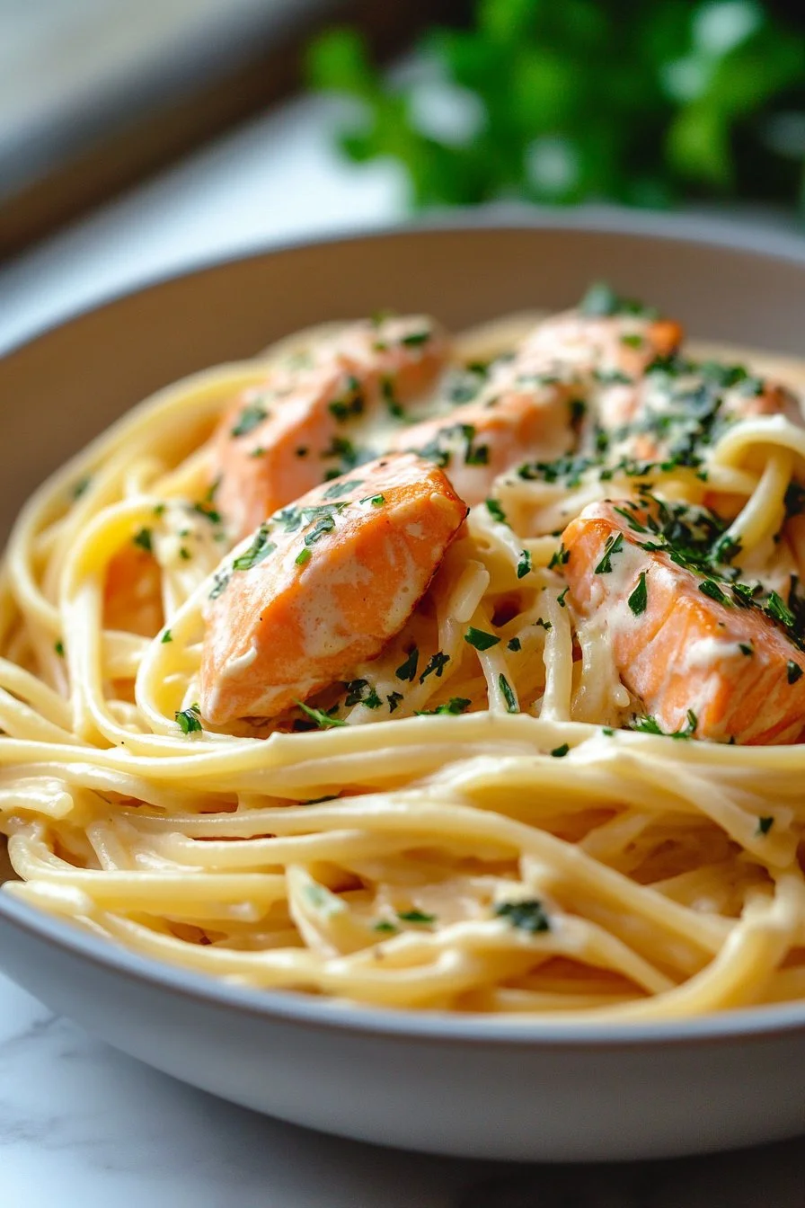 Creamy Garlic Salmon Pasta