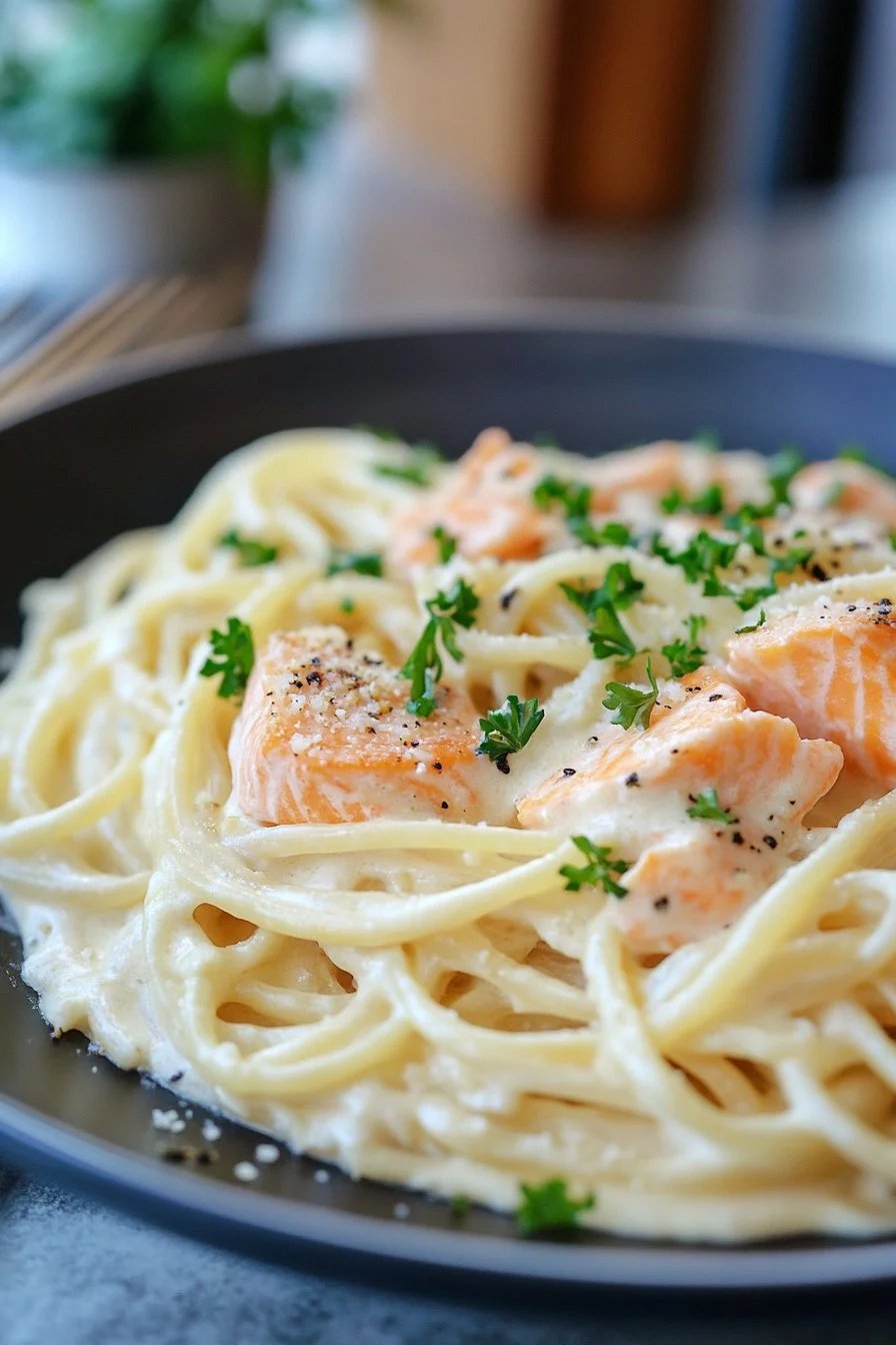 Creamy Garlic Salmon Pasta