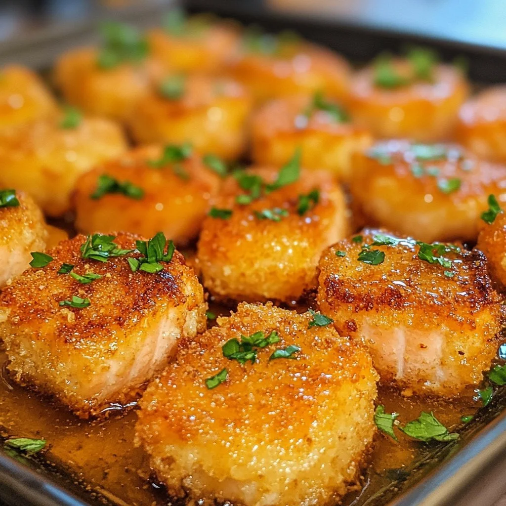 Crispy Bang Bang Salmon Bites served with dipping sauce