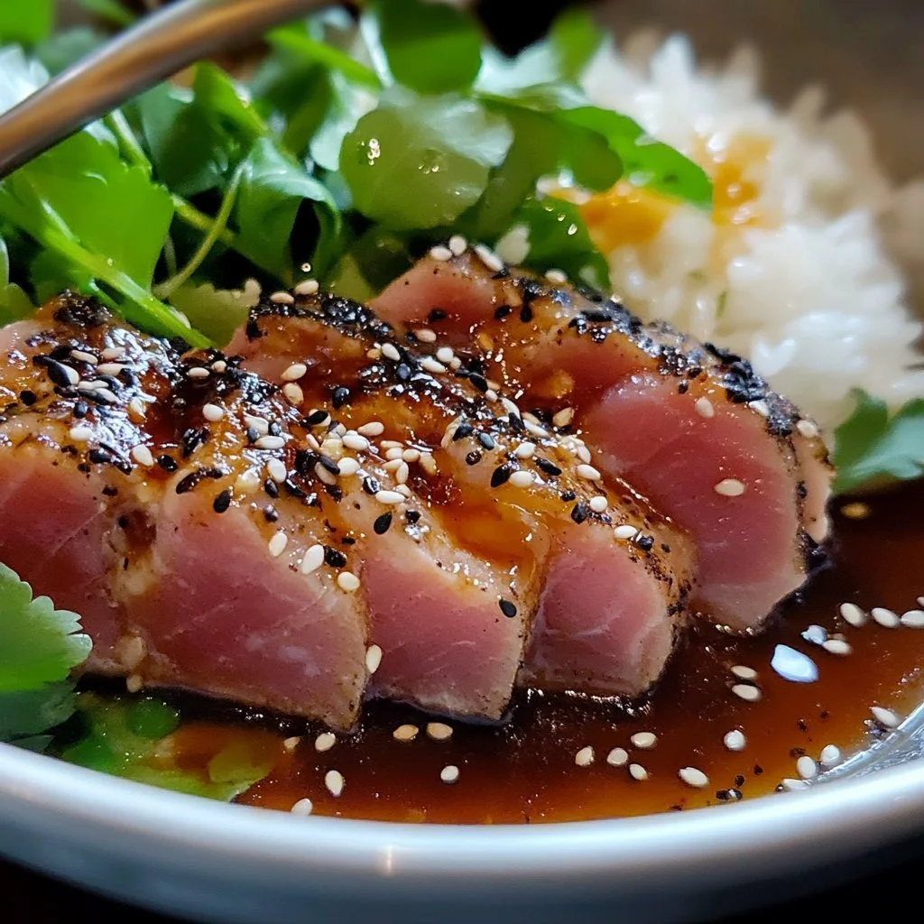Juicy grilled tuna steak served with fresh vegetables