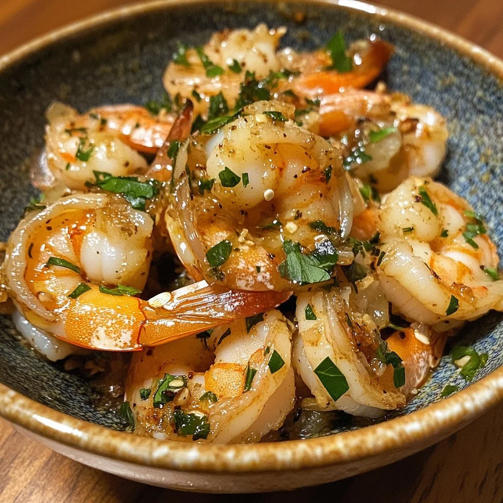Delicious Hawaiian Garlic Shrimp served with rice and vegetables