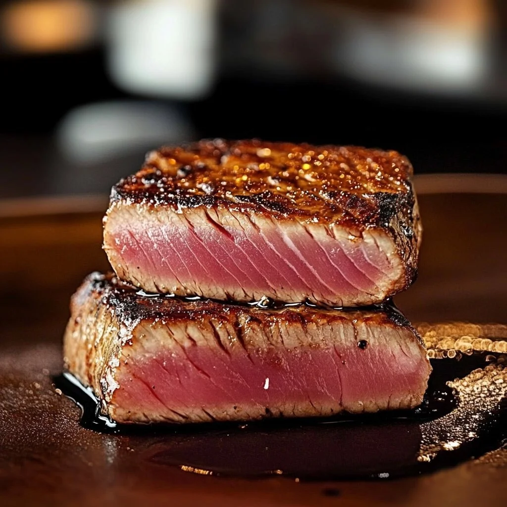 Citrus Tuna Steak Marinade ingredients and prepared dish