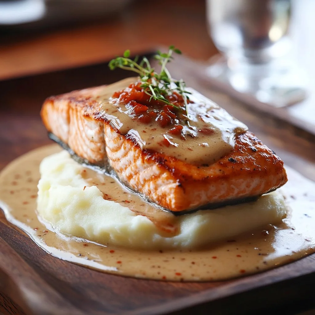 Delicious Marry Me Salmon dish served with fresh herbs and lemon.